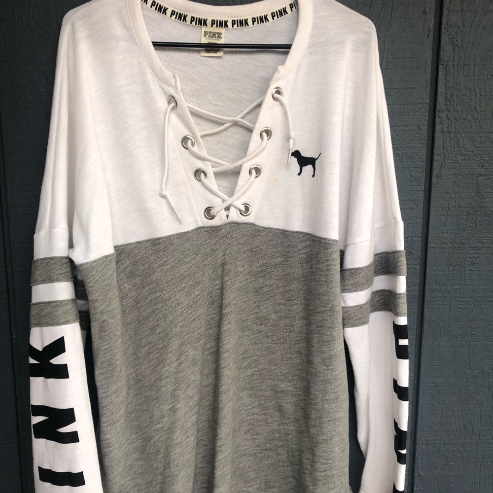 PINK Lace-up Crew